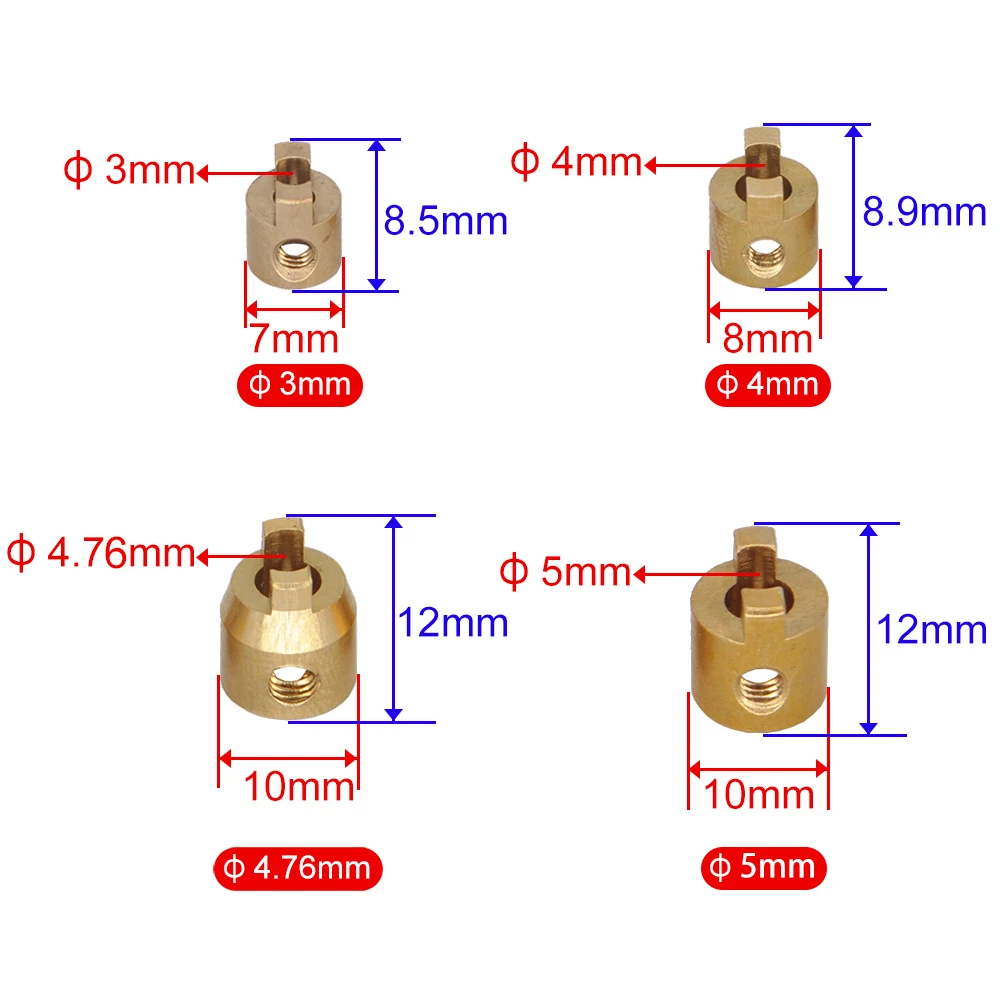 5 uds diámetro 3mm/4mm/4,76mm/5mm modelo barco latón cobre eje de transmisión para perro muleta accesorios para eje de transmisión de barco Rc - imagen 5