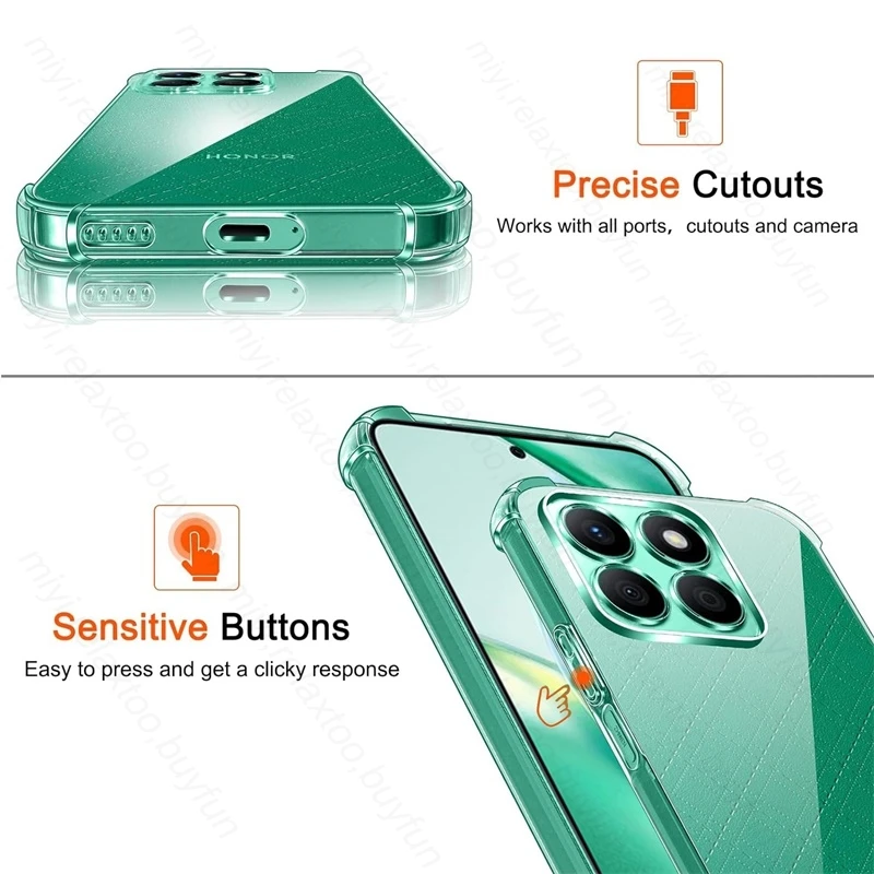 Funda de silicona a prueba de golpes para Honor X6 X6S X6C X6A X6B X7 X7A X7B X7C X8 X8A X8C X8B, funda transparente ultrafina - imagen 4