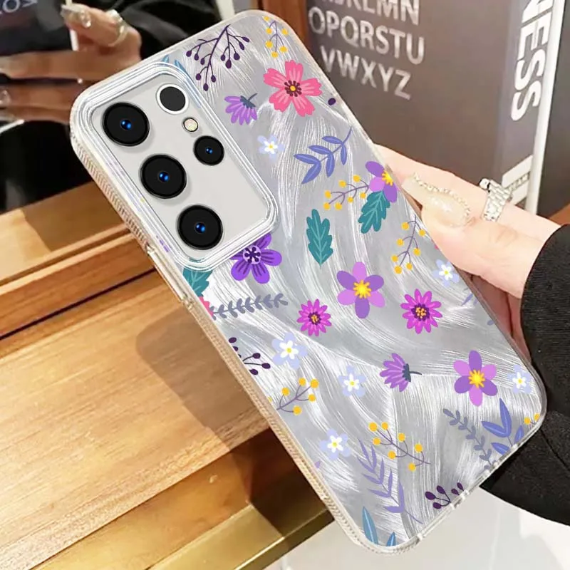 Funda de teléfono con textura de plumas, flores coloridas a la moda para Samsung Galaxy S25 S24 S23 S22 S21 S20 Ultra FE Lite - imagen 4