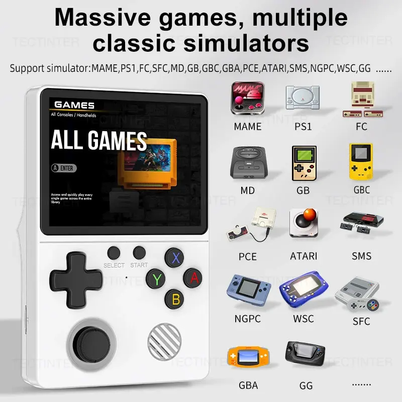 Reproductor de juegos portátil GB350, pantalla IPS de 3,5 pulgadas, sistema Linux, consola de videojuegos Retro, más de 20000 juegos integrados para PS1/GBA/SFC - imagen 3