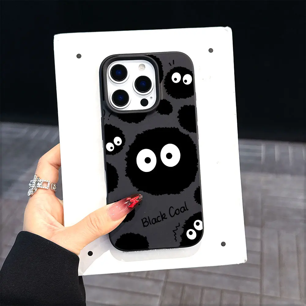Preciosa funda de teléfono suave mate de lujo Black Monster Soot Sprites para iPhone 16 15 14 Plus 13 12 11 Mini Pro X XS Max 8 Plus - imagen 4