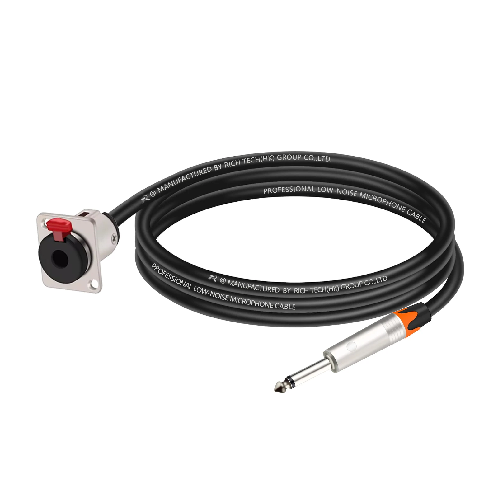 Montaje en Panel estéreo hembra tipo D de 6,35 MM a 6,35 MM, Cable Mono Jack macho de 1/4 ", enchufe TRS a 1/4", Cable adaptador de enchufe macho TS, 1 unidad - imagen 4