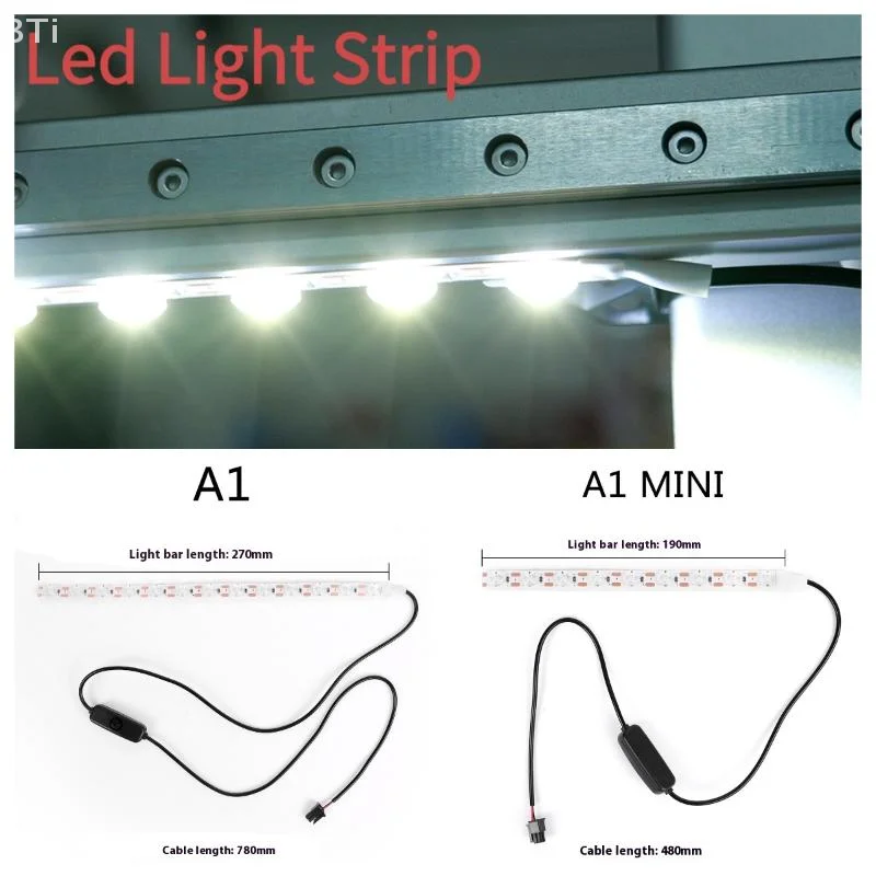 Tira de luces Led mejorada para Bambu Lab A1/A1mini Ra95 luz de relleno 24V luz blanca superbrillante para accesorios de impresora 3D Bambulab