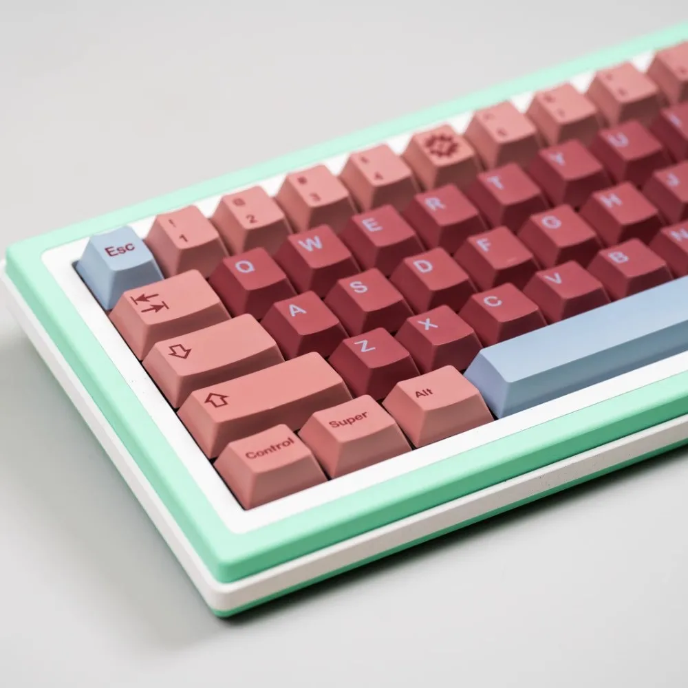 Juego de teclas con tema rojo burdeos y Aries, teclas subcama de tinte PBT, perfil de cereza, teclas a prueba de luz para teclado MX Switch, 1 Juego - imagen 2