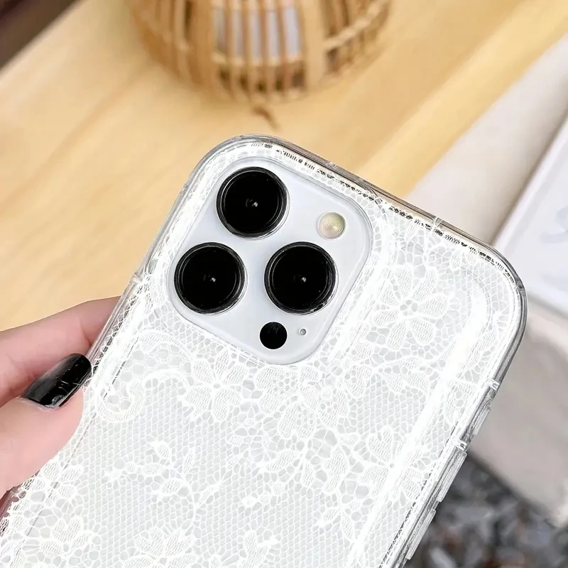 Funda de teléfono transparente con patrón de encaje Sexy para Xiaomi Redmi Note 13, 12, 11 Pro Plus, Redmi 13C, 12C, 13, 12, 5G, 4G, funda de silicona suave - imagen 4