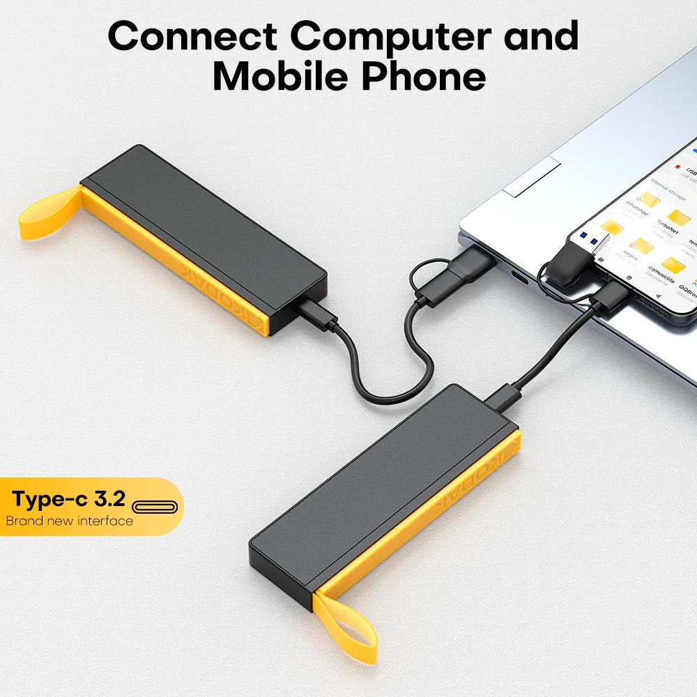 KODAK X106 SSD 1TB ssd unidad externa disco duro 2TB USB3.1 SSD externo portátil 256B 512GB 1TB para ordenadores portátiles Smartphone PS4 - imagen 3