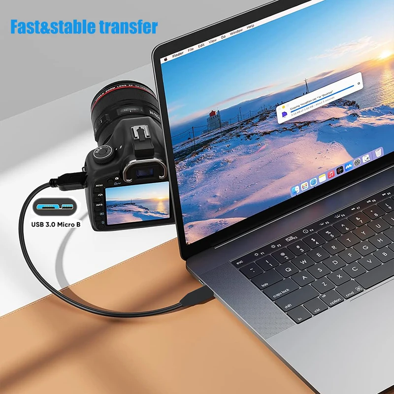 Cable USB C a Micro B 3,0 corto 5Gbps USB 3,1 USB-C a USB 3,0-Cable de sincronización de datos Micro B para disco duro HDD SSD cable WD - imagen 4