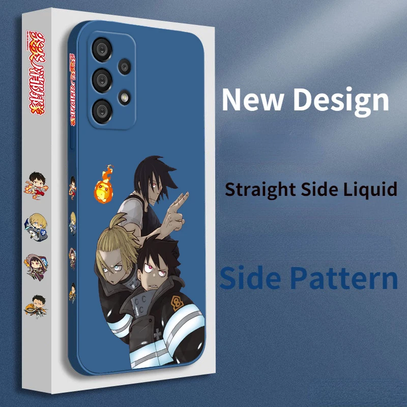 Funda de teléfono Anime Fire Force para Samsung, A55, A53, A33, A52, A32, A71, A51, A21S, A35, A25, 5G, cuerda líquida izquierda - imagen 4