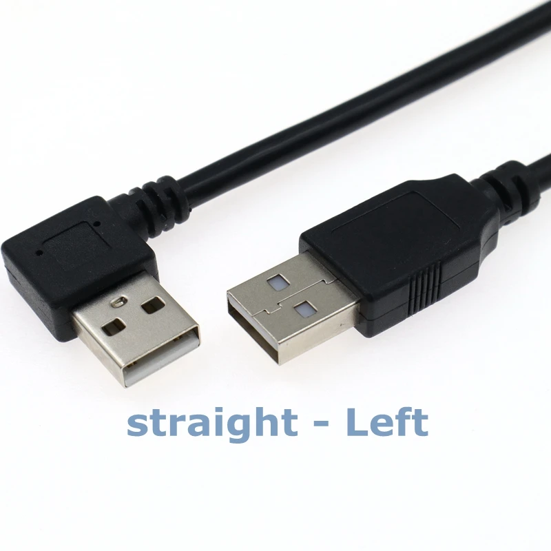 Cable de extensión de ordenador USB Dual 0,5 M 1M USB 2,0 tipo A macho a macho Cable de 90 grados Cable de datos negro de alta velocidad 480 Mbps - imagen 5