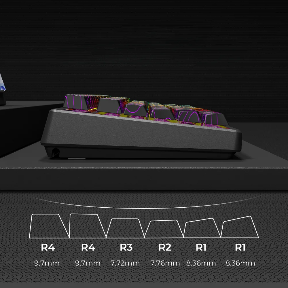 Tapa de llave de cereza tallada lateral transparente, línea 1.0T, PBT 128 teclas para interruptor MX HI75 HI8 68 F99 104 64 Wooting, teclado mecánico - imagen 4