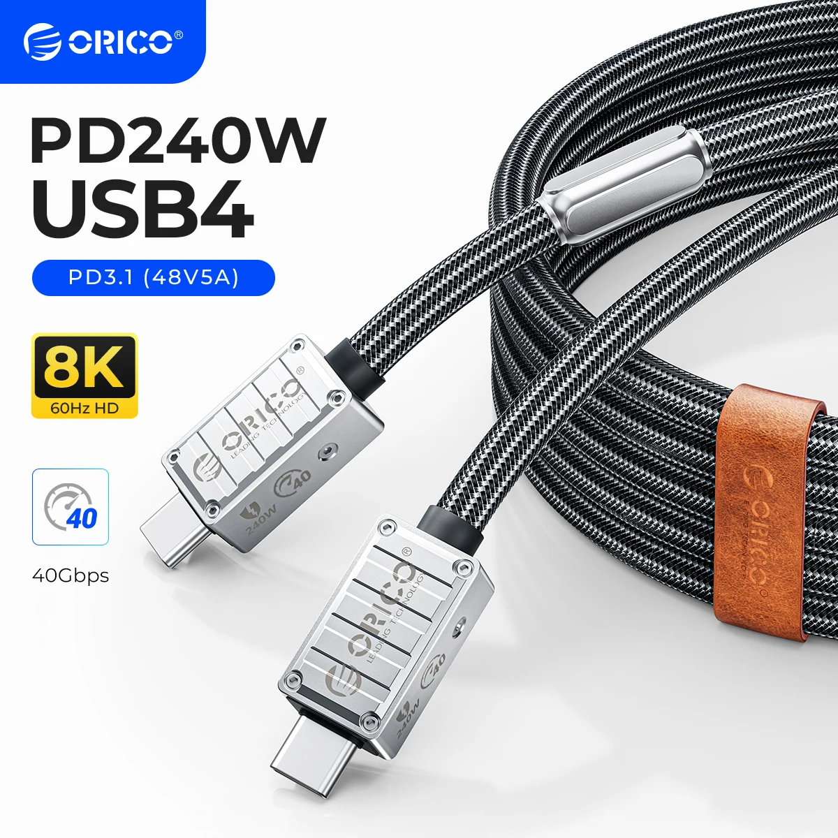 ORICO-Cable USB 4 de 240W, Compatible con Thunderbolt 4, vídeo, 8K60Hz, PD3.1, USB C, carga rápida, transferencia de datos, silicona, para Macbook, iPhone 15 - imagen 2