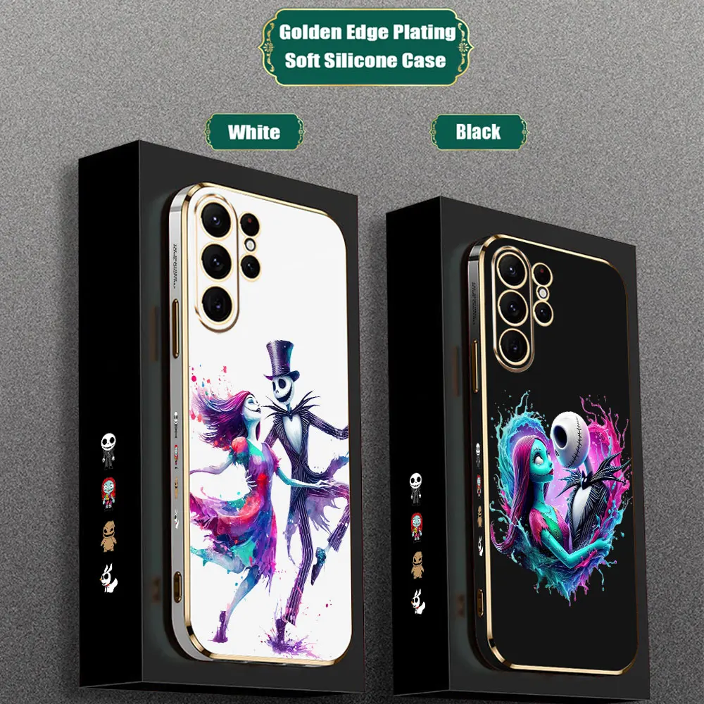 Disney-funda de pesadilla antes de Navidad para Samsung Galaxy S24, S23, S22, S21, S20 Ultra Fe, S10, S9 Plus, cubierta chapada 5G
