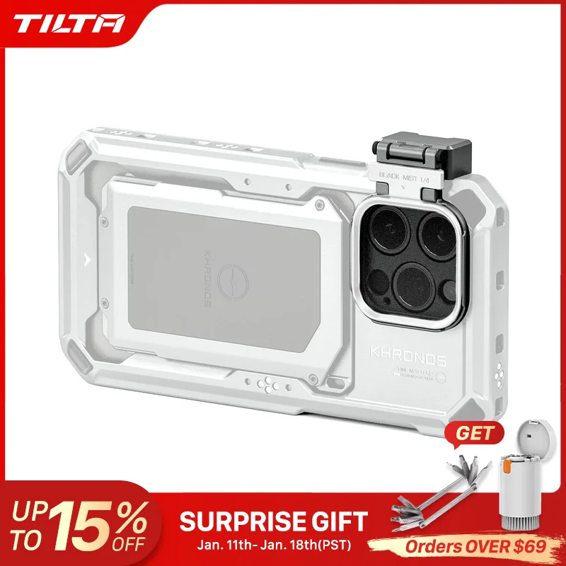 TILTA Khronos Bandeja de filtro de liberación rápida TK-IP-FT-SG/TK-IP-FT-TW para iPhone Cage 15 Pro/15 Pro Max Cage