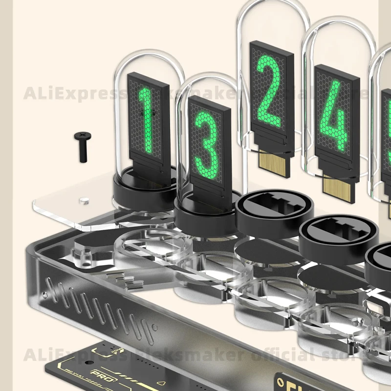 EleksMaker Steins Gate Reloj EleksTube IPS PRO PR1 Nixie Tube Digital Decoración del hogar Electrónico 6 bits RGB Retro Escritorio Aleación de aluminio - imagen 5