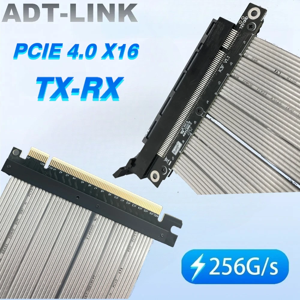 K33VS Cable plateado PCIE PCI Express 4,0 X16 a X16 extensor macho a macho Pcie TX-RX adaptador de extensión directa de señal puente - imagen 2