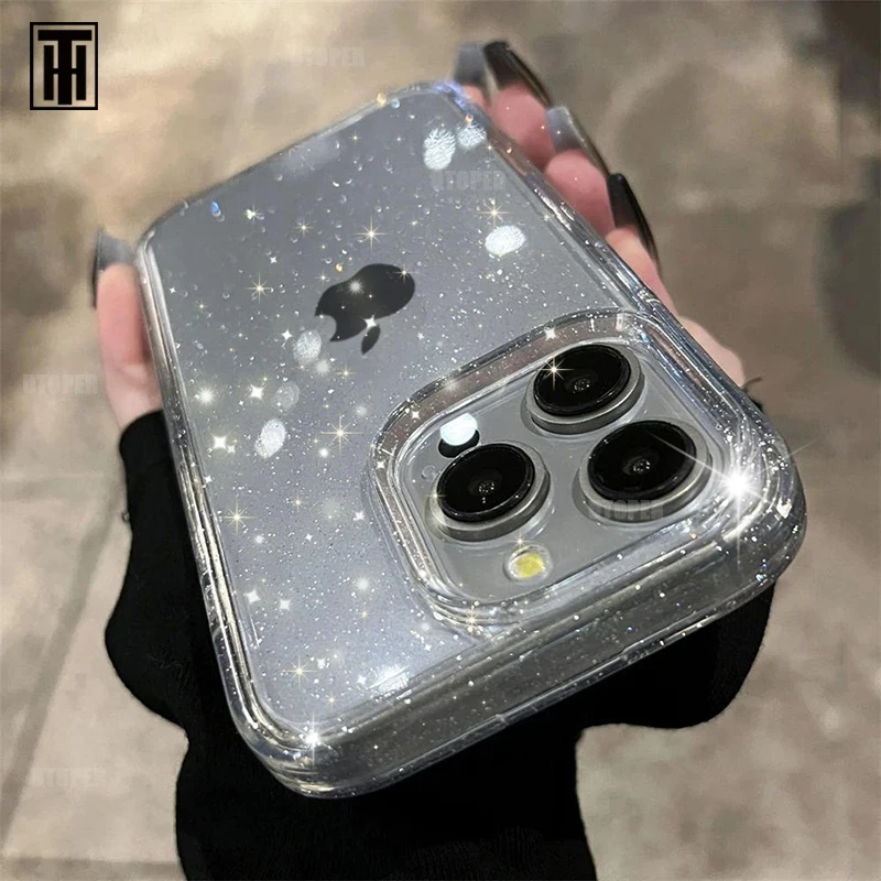 Fashion Bling Sparkle Senior Phone Case For IPhone 15 14 13 12 11 Pro Max Plus X XS Max XR Transparent Silicone Protect Cover - imagen 2