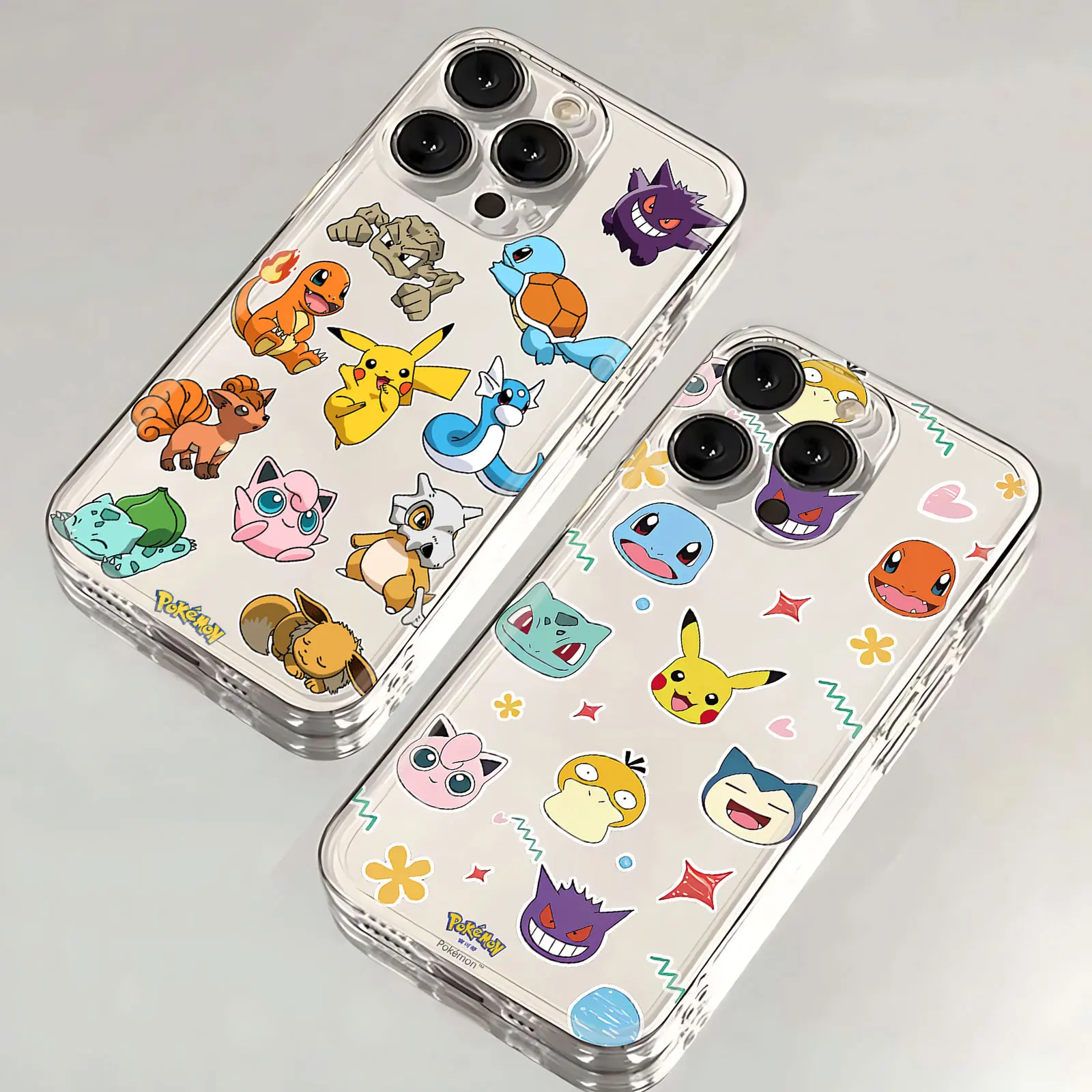 Nueva funda de teléfono Anime Pokémons Pikachus para iPhone 16 15 14 13 12 11 Mini Pro Max X XR XSMax 7 8 Plus SE20 cubierta transparente - imagen 2