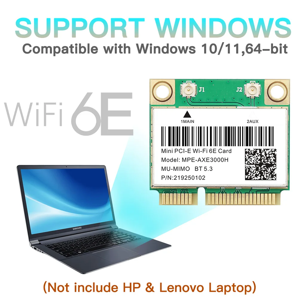 WiFi 6E 5374Mbps Mini PCI-E tarjeta WiFi AX210 BT 5,3 Tri Band 2,4G/5G/6Ghz 802.11AX red inalámbrica para escritorio/portátil Win 10/11 - imagen 4