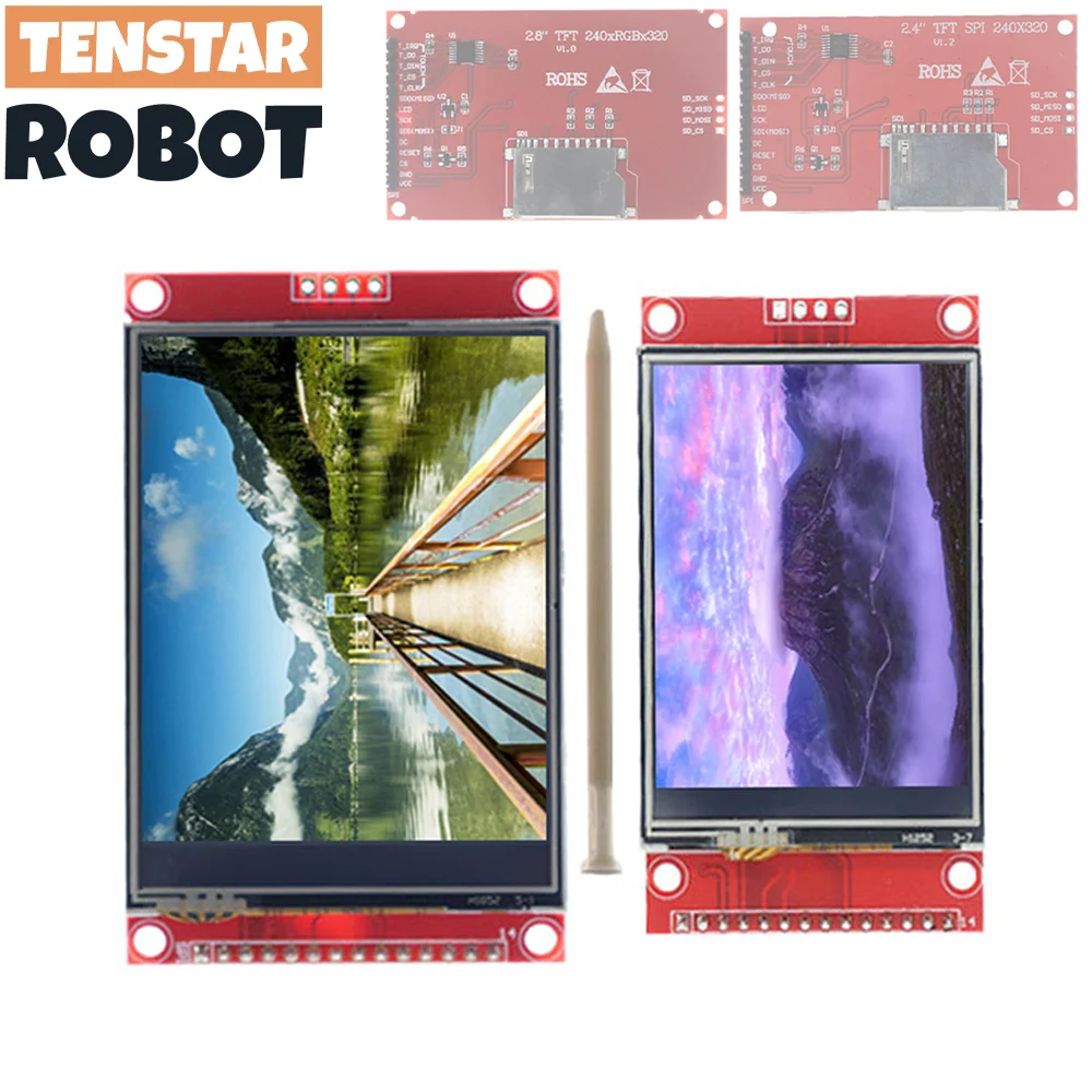 Panel táctil LCD SPI TFT de 2,4 pulgadas, módulo de puerto serie Chicp ILI9341 con pantalla serie PBC 2,8x240 SPI con bolígrafo táctil, 320