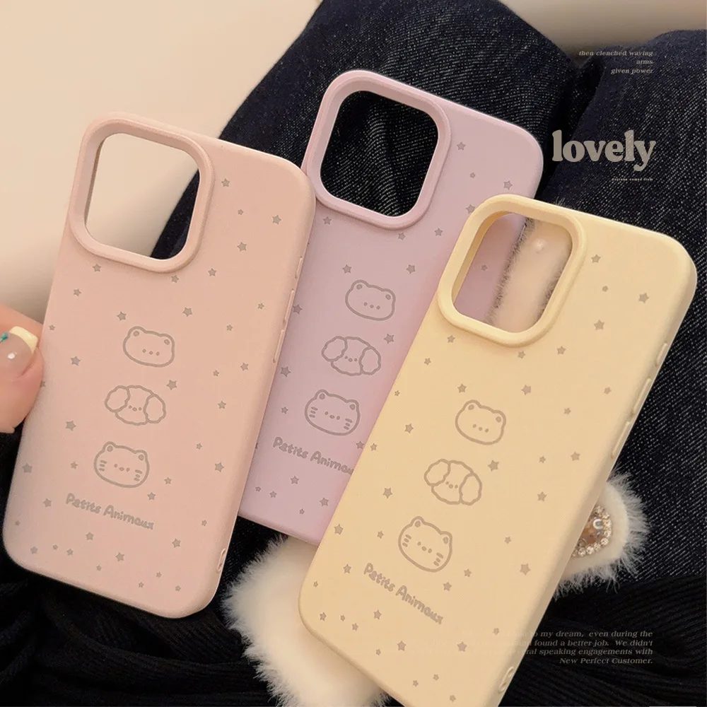 Fundas de teléfono con dibujos de animales y estrellas para iPhone, Fundas protectoras minimalistas, 16 Plus Pro Max, 15, 14, 13, 12 - imagen 2
