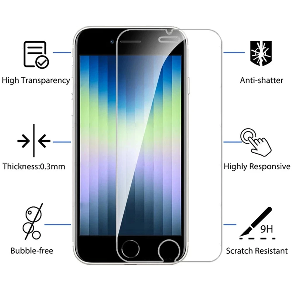 Protector de pantalla de vidrio templado 9H para iPhone, película de vidrio templado HD para iPhone 6, 6S, 7, 8, 5, 5S, SE2020, SE2022, 2 o 4 unidades - imagen 5