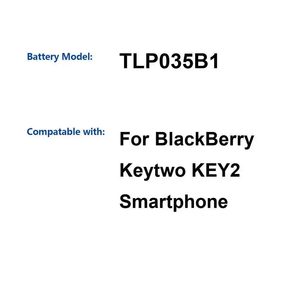 Reemplazo confiable 3500Mah para Blackberry Key Two KEY2 batería de teléfono móvil TLP035B1