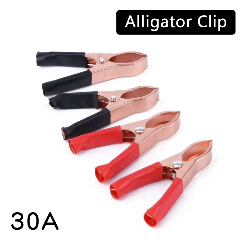 Cables de Clip de batería de coche, color rojo y negro, cargador de cocodrilo, herramienta de prueba de voltaje, accesorio, 10-20 piezas, abrazadera de resorte de cocodrilo 30A