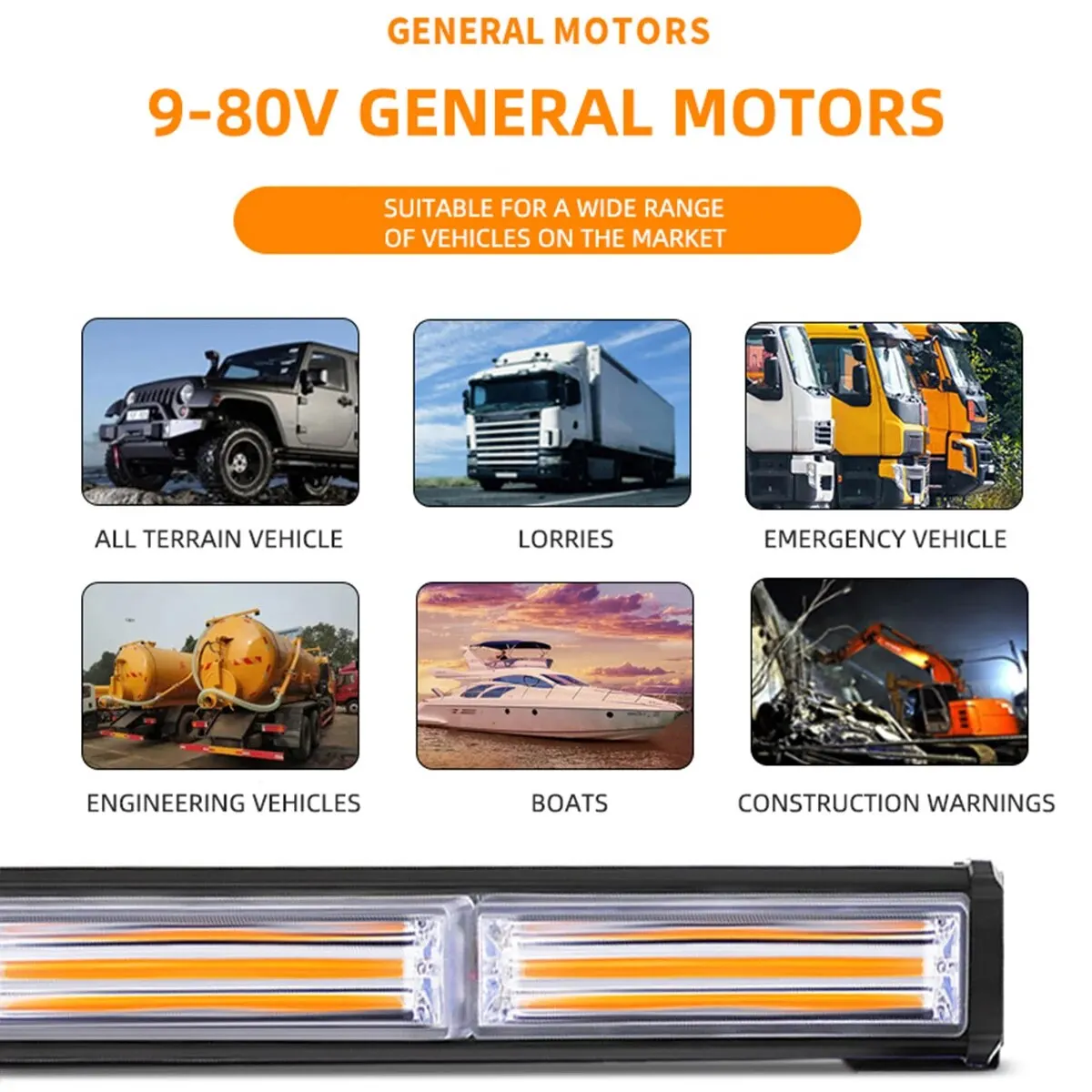 Barra de luz estroboscópica para parabrisas delantero de coche, 1 piezas, señal de tráfico, lámpara intermitente de emergencia, luz LED de advertencia, barra de luz de trabajo de doble Color - imagen 4
