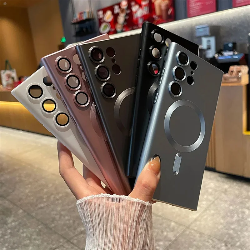 Funda de lujo mate para móvil, carcasa trasera magnética a prueba de golpes para Samsung S23, S22, S24 Ultra, S21 Fe Plus - imagen 3