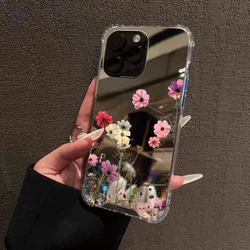 Funda con espejo floral antigolpes para iPhone 7, 8, X, XR y 11-17