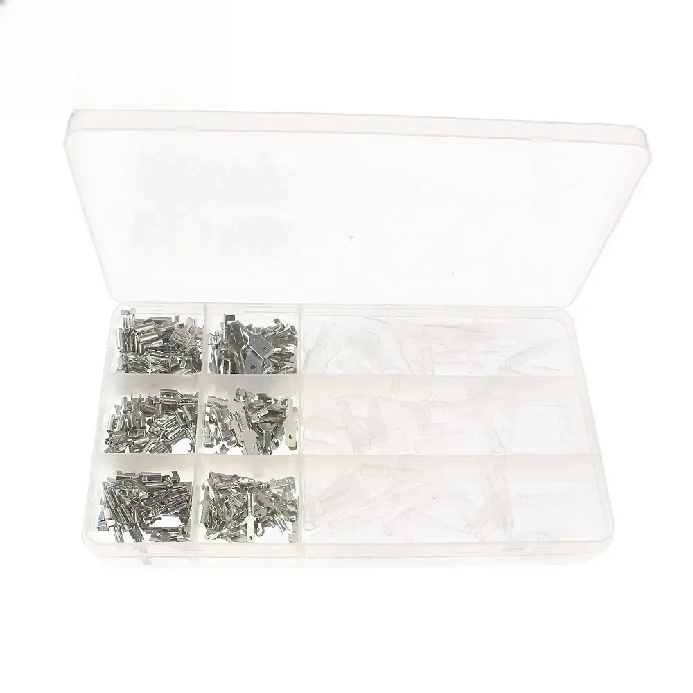 270 Uds 2,8mm 4,8mm 6,3mm conector de Terminal de prensado placa de inserción de resorte prensado en frío Kit de conectores de Terminal macho y hembra - imagen 3