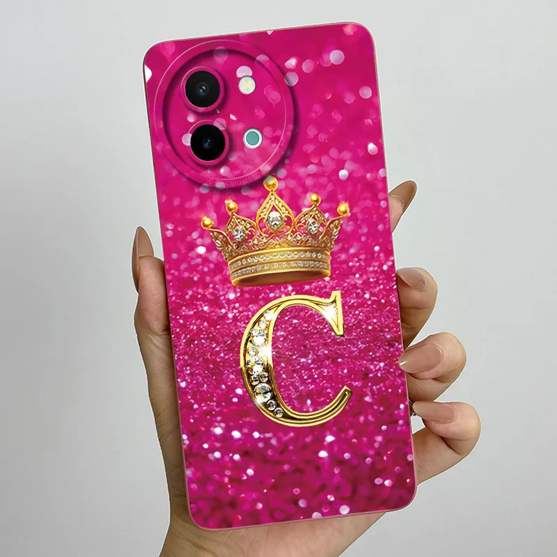 Para Vivo Y58 funda Vivo Y38 corona carta silicona líquida fundas de teléfono blandas para Vivo T3X 5G protección de cámara a prueba de golpes contraportada - imagen 5