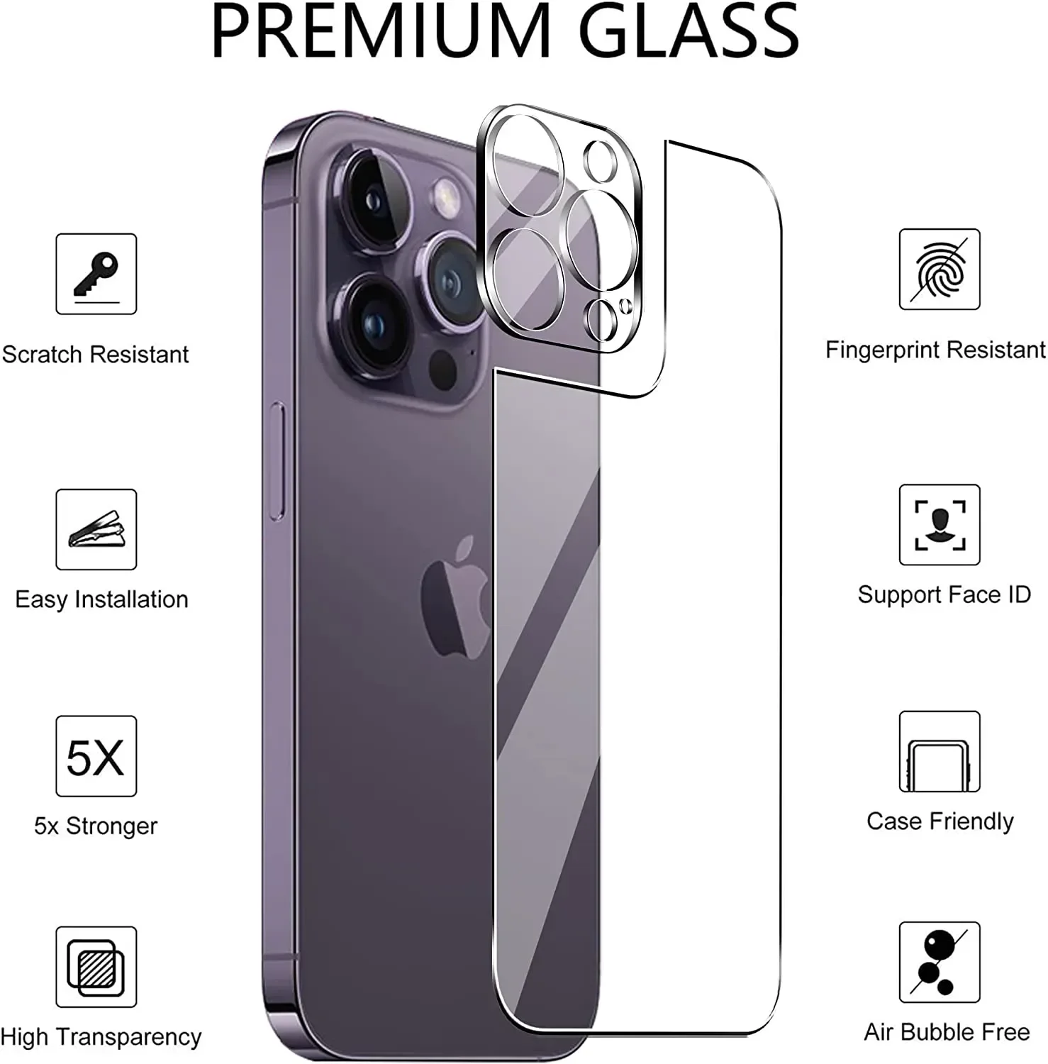 Vidrio templado 4 en 1 para IPhone 15 14 13 11 16 Pro Max 12 Mini Plus 15Pro 14Pro i16 Protector de pantalla trasera con película de lente de cámara - imagen 2