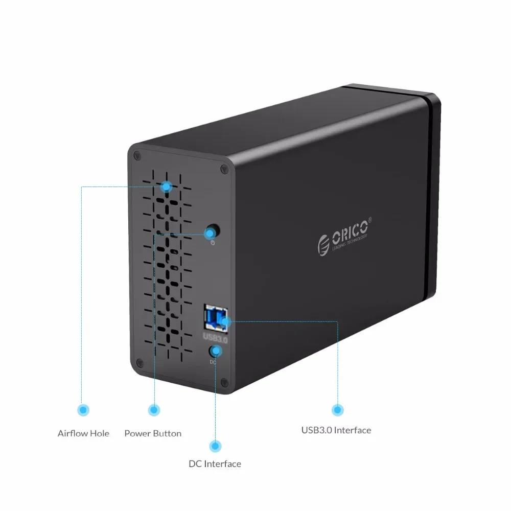 ORICO Dual Bay 3,5 pulgadas USB 3,0 HDD estación de acoplamiento carcasa de disco duro externo de aluminio 5Gbps compatible con UASP HDD funda para PC - imagen 4