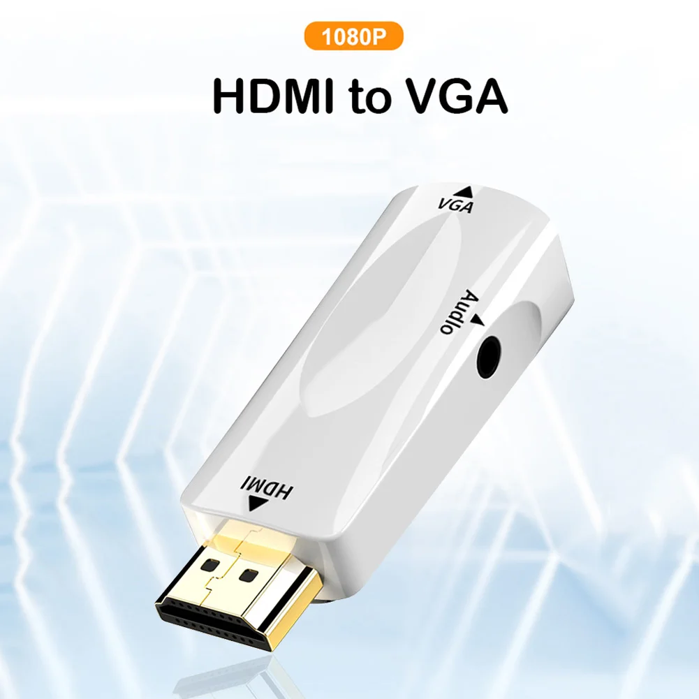 Cable convertidor HDMI compatible con VGA, adaptador analógico Digital HD 1080P con conector de Audio de 3,5mm para auriculares para TV, PC y portátil - imagen 2