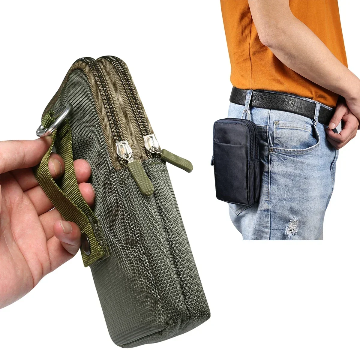 Bolsa de teléfono para IPhone 13 12 11 Pro Max X 8 7 6 Xs Max XR funda para Huawei P30 P40 P50 mosquetón cinturón Clip cintura cubierta bolsa con cremallera - imagen 2