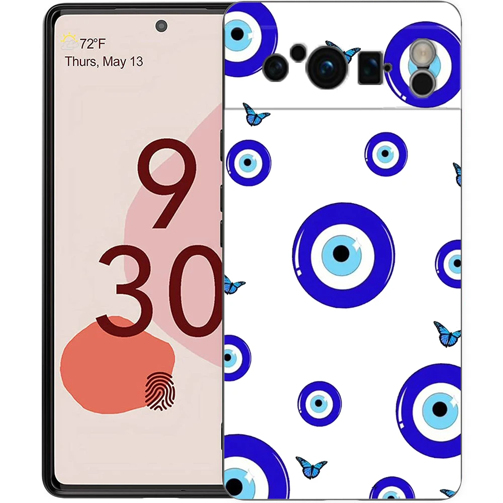 Funda de teléfono Blue Eye Art para Google pixel 9 8 7 6 Pro 8A 6A 7A 5G, funda negra de silicona a prueba de golpes - imagen 3