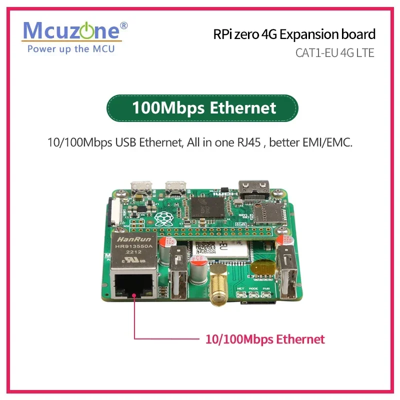 Placa de expansión Ethernet ZERO CAT1-EU 4G LTE y 100Mbps para Raspberry Pi zero W H ZERO2 W USB HUB eSIM RS485 - imagen 2