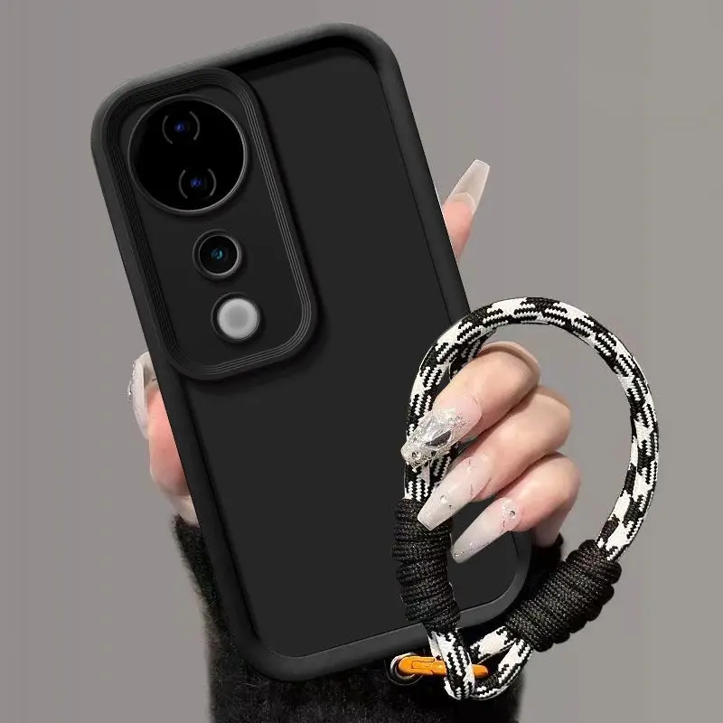 Para Vivo V40 funda vivo v40 Pro T3 Ultra funda de teléfono cordón tejido cubierta trasera mate sensación de piel protección funda a prueba de golpes - imagen 3