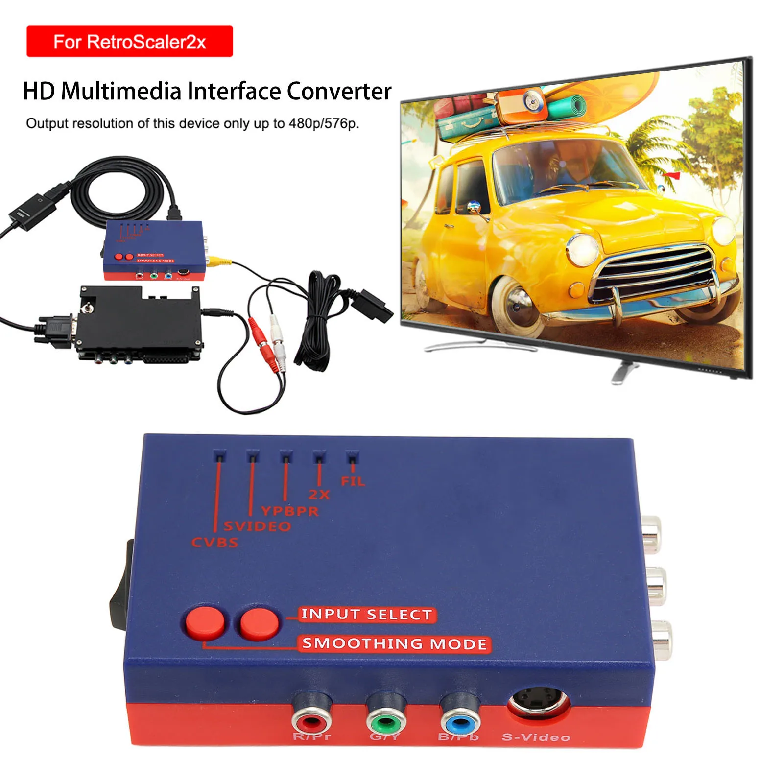 Convertidor de interfaz Multimedia HD, interfaz Multimedia A V a HD para consolas de juegos RetroScaler2x Converter para N64 para Host SFC - imagen 2