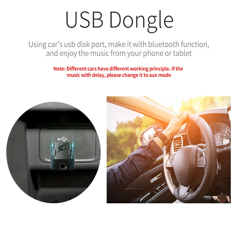 Adaptador inalámbrico 4 en 1 con Bluetooth 5,3, Adaptador de 3 y 5mm con conector AUX, USB, Dongle, receptor de Audio y música estéreo para coche, manos libres, altavoz de música para llamadas - imagen 2