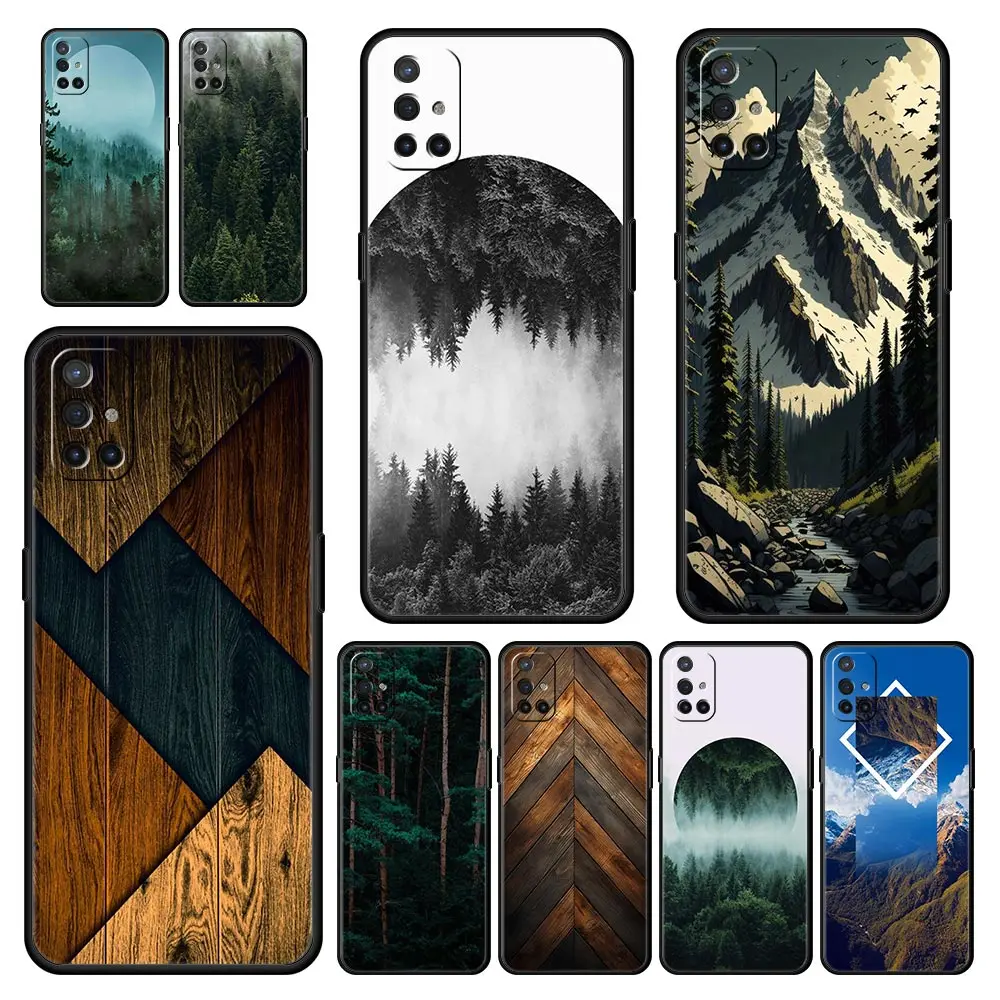 Funda de teléfono para OnePlus 12 11 10 9 Pro 9T 12R 10R 9R 9RT 10T 8T 8 7 6T 7T Nord 2T CE 2 5G N200 N10, cubierta de madera geométrica forestal