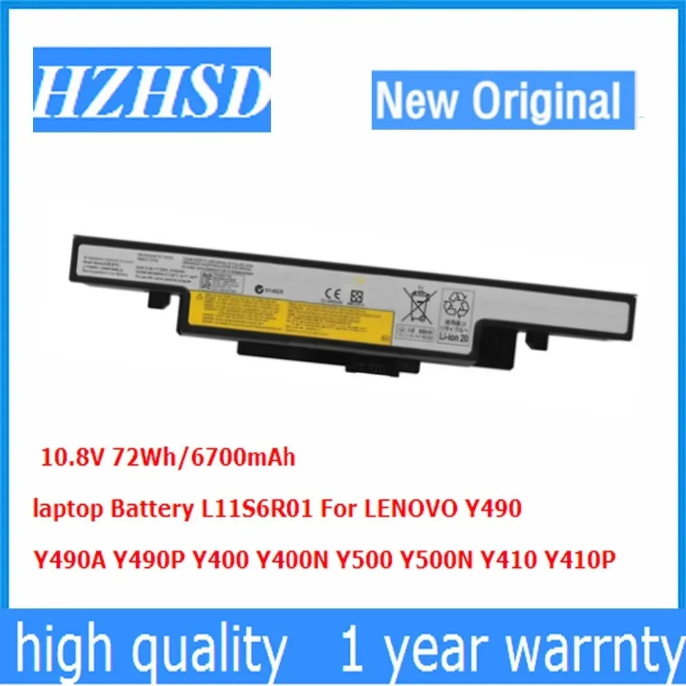 L11S6R01 10,8 V 72Wh 6700mAh Y410P batería Original del ordenador portátil para LENOVO Y490 Y490A Y490P Y400 Y400N Y500 Y500N Y410
