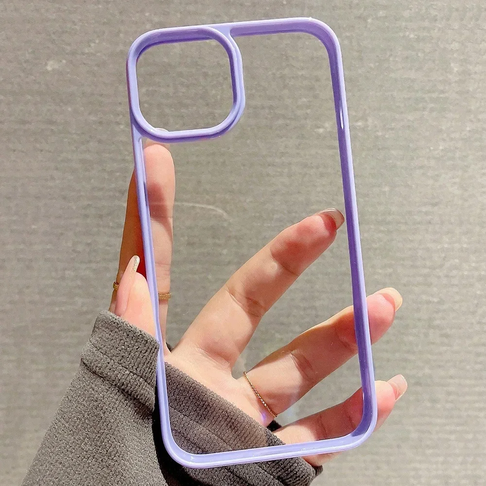 Funda de teléfono transparente de Color caramelo para iPhone 16 15 14 13 12 11 Pro Max XR XS X 7 8 Plus SE3, funda trasera suave a prueba de golpes - imagen 5