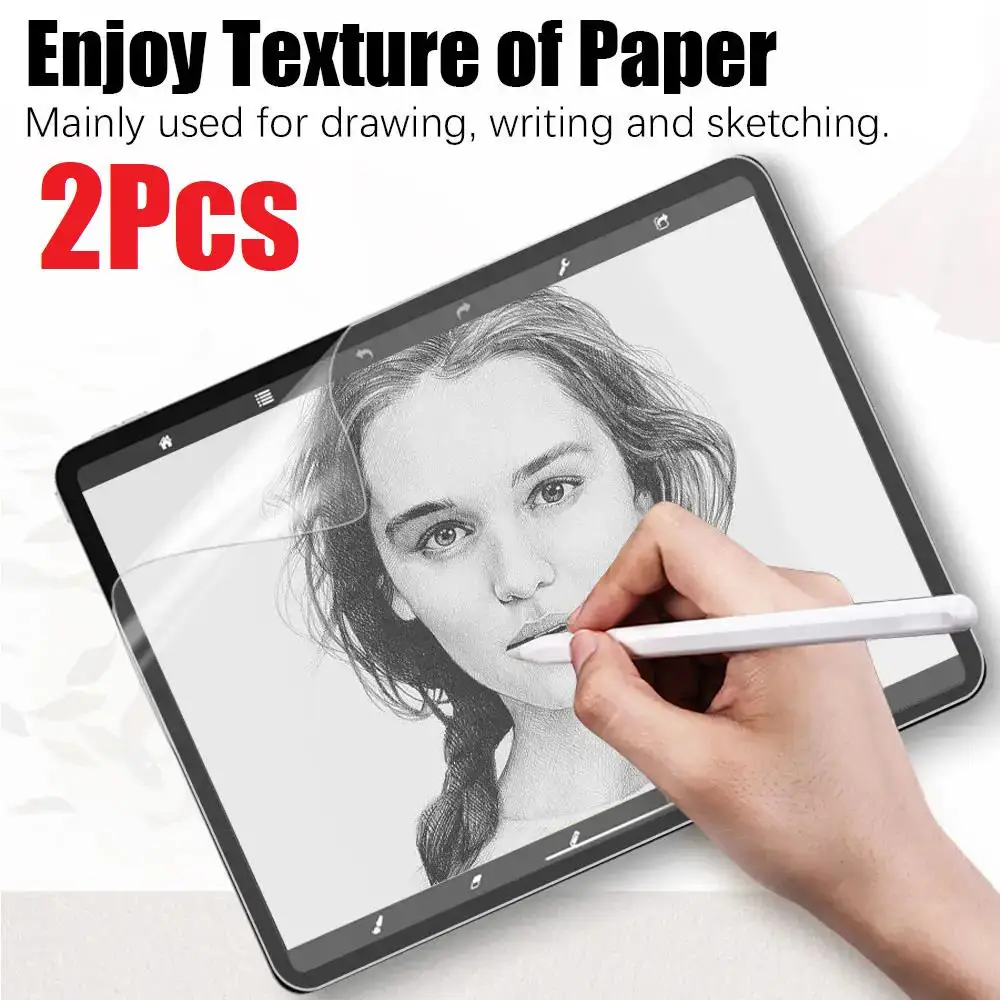 Protector de pantalla para Ipad, película mate de papel de tacto similar a la piezas, para modelos Air 11 Pro, 13, 2024, 10. ª, 9. ª, 8, 7, 6, Air 5, 4 Pro, 11, 12,9, 10,5, sin cristal, 2 uds. - imagen 2