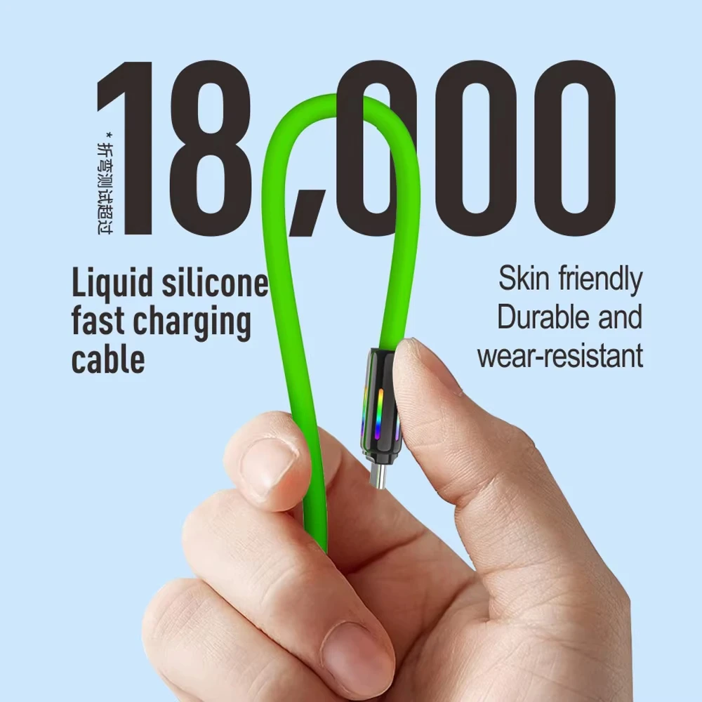 NNBILI Cable de datos de carga rápida 4 en 1 de 240W, luz de respiración RGB colorida, Cable cargador de transmisión de alta velocidad USB C a tipo C - imagen 5