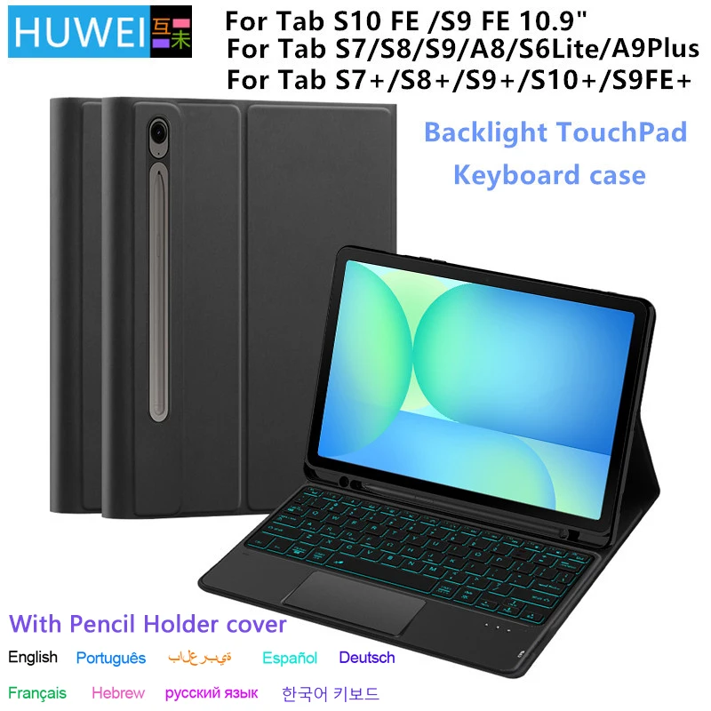 Funda con teclado para Samsung Galaxy Tab A9 Plus, funda para tableta para Tab S8 S9 S10 Plus S7 S9 FE+ S10FE A8 S6 Lite Magic Keyboard Case