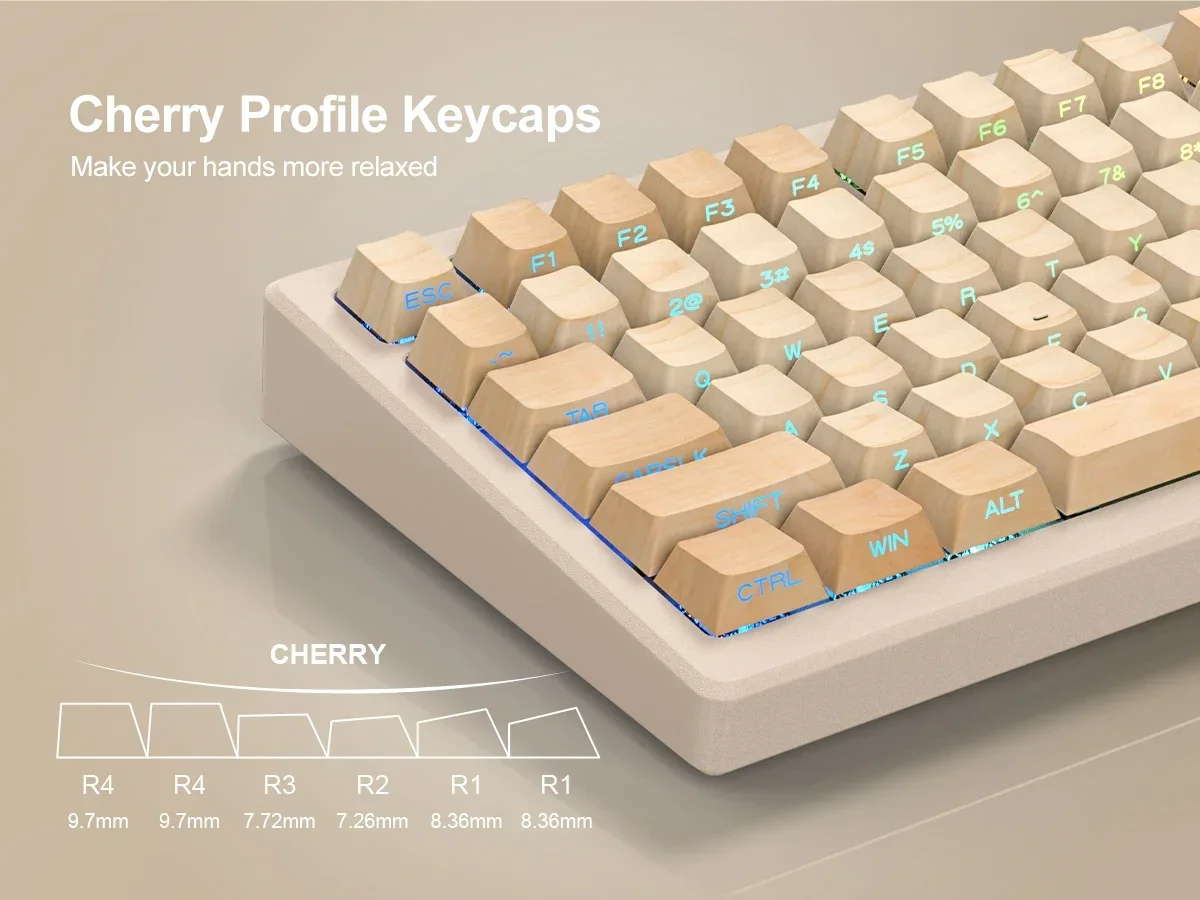 Teclas XVX de 127 teclas de madera PBT con estampado lateral brillante a través de tinte-Sub Cherry perfil Keycap para teclado mecánico Cherry MX Gamer - imagen 3