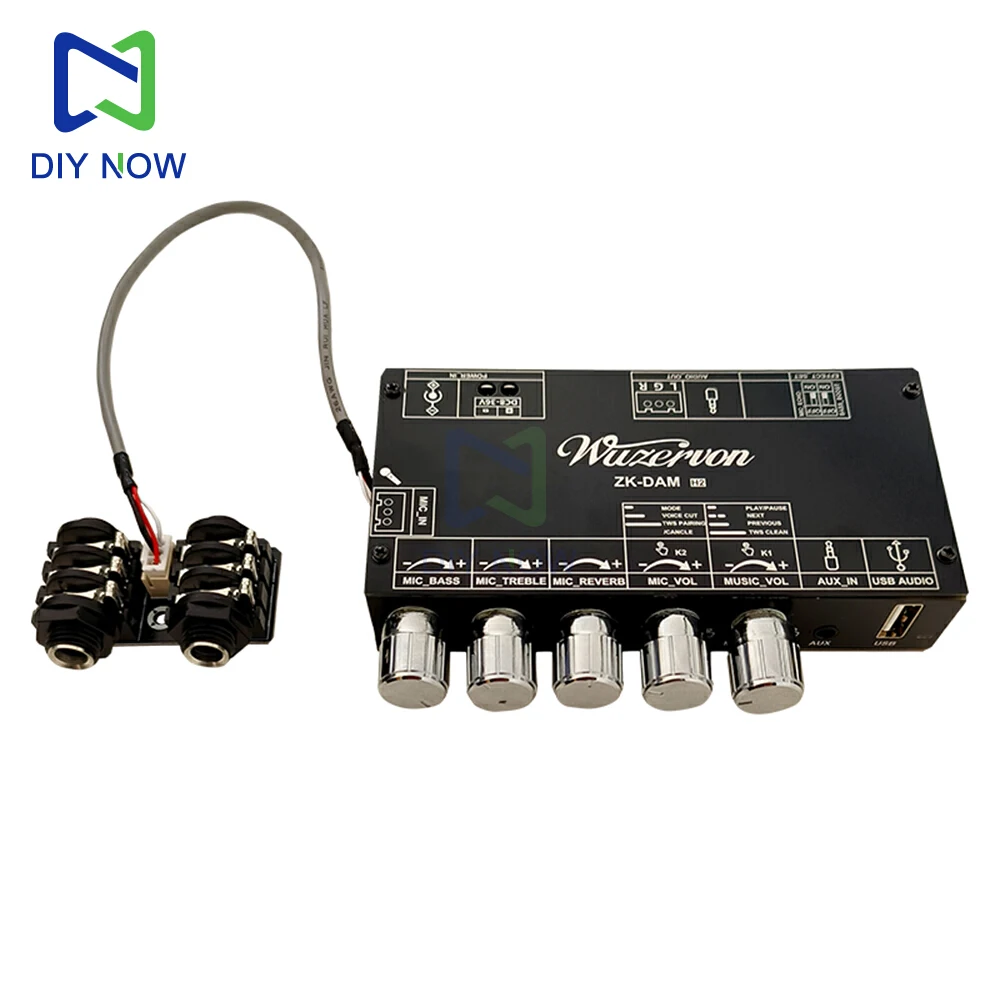 DC 8-36V ZK-DAM-H2 Placa de reverberación de Karaoke aislamiento preamplificador de bajo ruido micrófono externo Bluetooth USB decodificación soporte TWS - imagen 5
