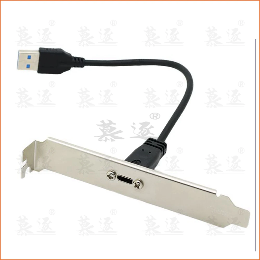 0,2 M USB 3,0 A macho a USB 3,1 tipo C tipo c USB-C hembra HDD Cable de conexión de datos de carga 20 cm con orificio para tornillo de montaje en Panel - imagen 2